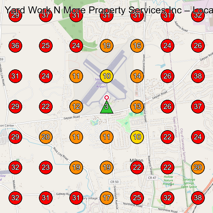 Yard Work N More Property Services Inc GeoGrid visibility map for Lawn Care Service in Burnt Hills